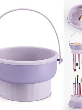 VIGOR 3-in-1 Silicone Makeup Brush Cleaner Mat, Bowl & Cosmetic Organizer Holder